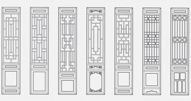 永定常用中式仿古花窗图案隔断设计图